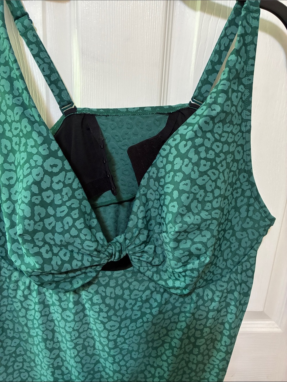 Green Leopard Twist-Front SwimTop - Picture 2 of 6